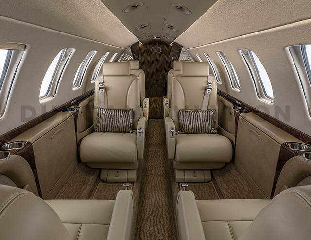 Updated light mocha interior of Citation 525