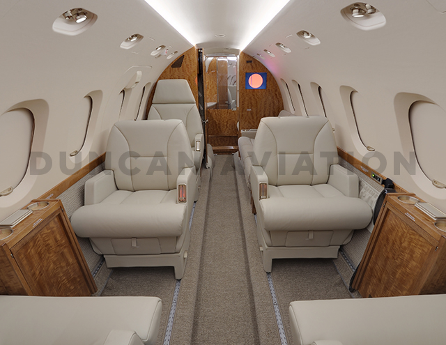 Updated beige interior of Hawker 800