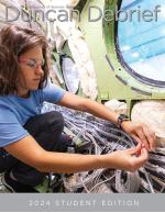 Cover of Student Debrief 2024 with intern working on avionics