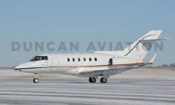 Exterior with updated paint of Hawker 800 by Duncan Aviation