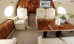 Refurbished interior of Gulfstream 650 by Duncan Aviation