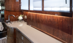 Close up of galley work surface in refurbished Falcon 2000 by Duncan Aviation