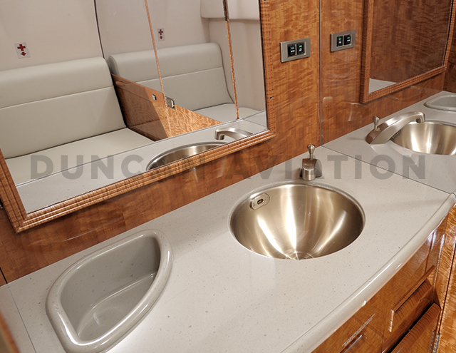 Lav of refurbished Hawker 800 by Duncan Aviation