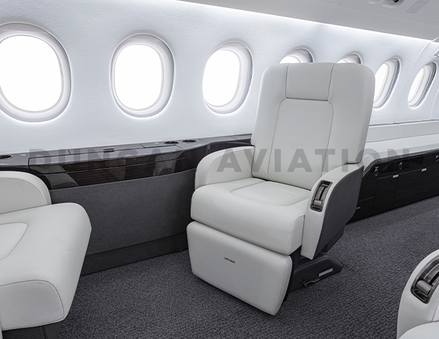 White club chair in leather upholstery in Falcon 2000 interior refurbishment