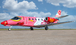 Full view of the Ripley's Believe It or Not! Flying Pig Citation by Duncan Aviation