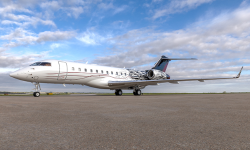 White Global with red striping and black custom paint by Duncan Aviation