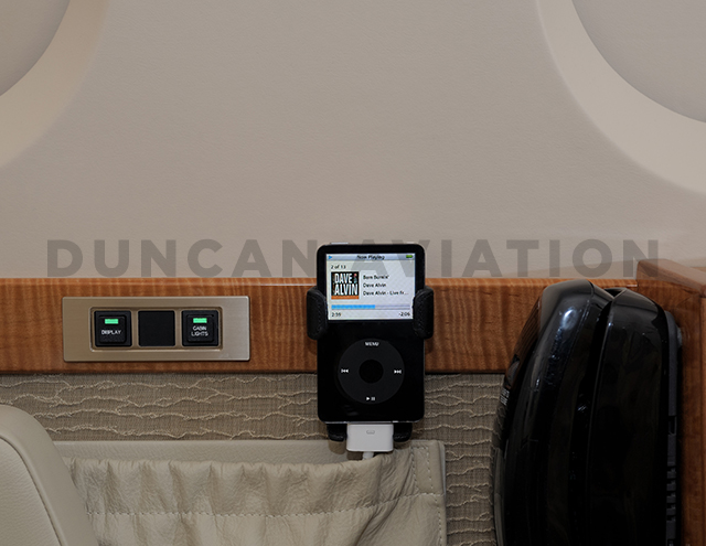 Refurbished interior of Hawker 800 with built in communications by Duncan Aviation