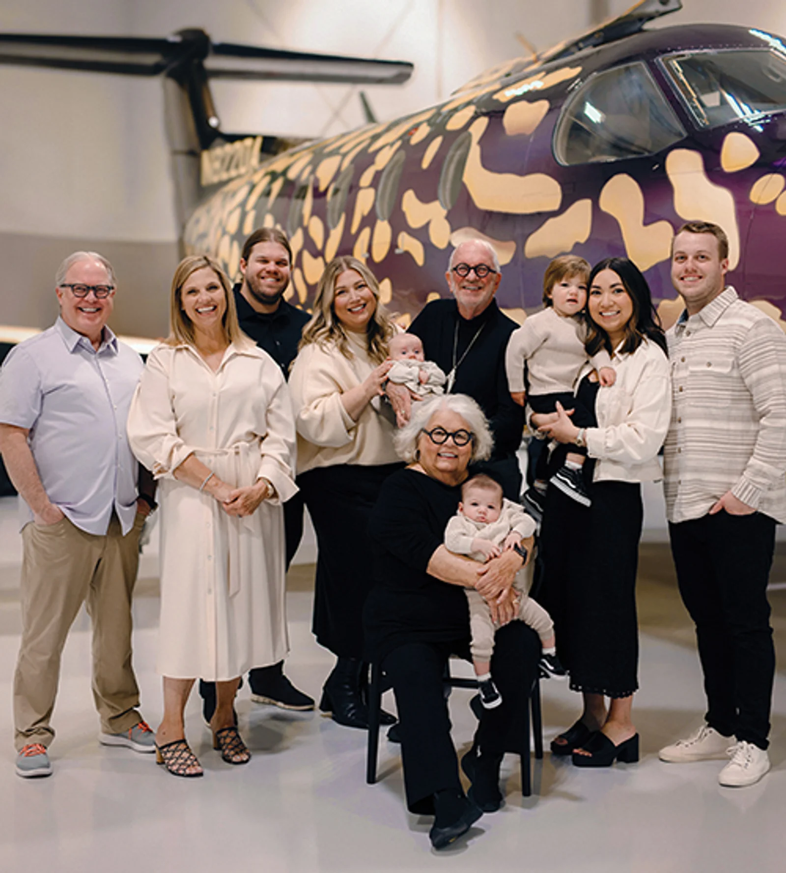 On March 29, 2024, the completed PC-12 was revealed. Robert and Karen, Todd and Connie, their twin sons Harrison and PK, their wives, and children were featured on the Fall 2024 Duncan Debrief cover.