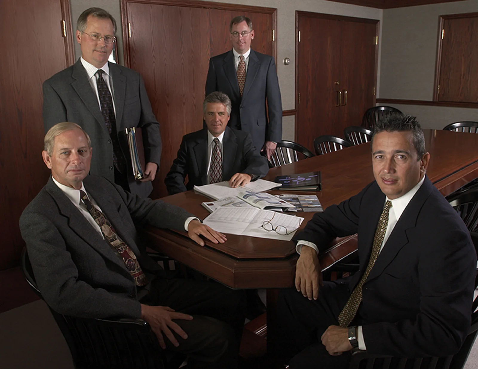 Robert McCammon, Doug Roth, and Rene Cardona, seated, with Doug Kvassay and Andy Biller, representing Duncan Aviation&rsquo;s roots as an aircraft sales company. Duncan Aviation makes buying and selling private jets easy.