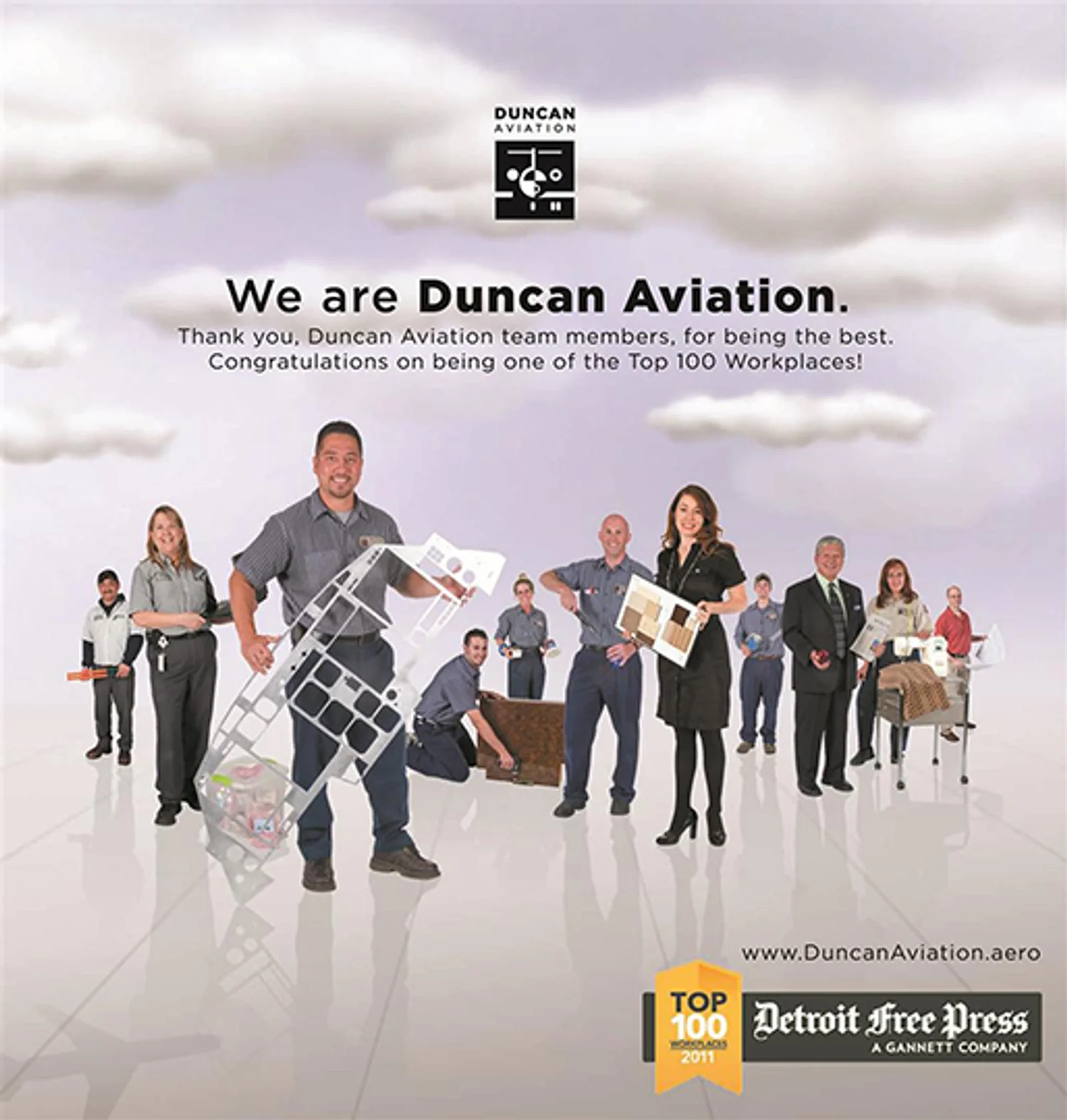 In 2011, Battle Creek, Michigan, was named one of the Top 100 Workplaces in Michigan. Duncan Aviation was selected as one of the top 25 large employers.
