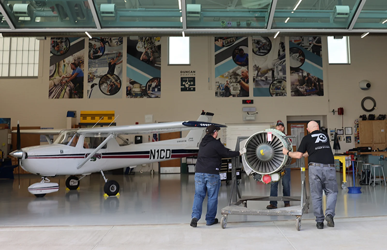 Duncan Aviation donated a TFE731 engine to Lincoln North Star High School, giving aviation students valuable hands-on experience.