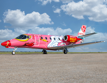Full view of the Ripley's Believe It or Not! Flying Pig Citation by Duncan Aviation