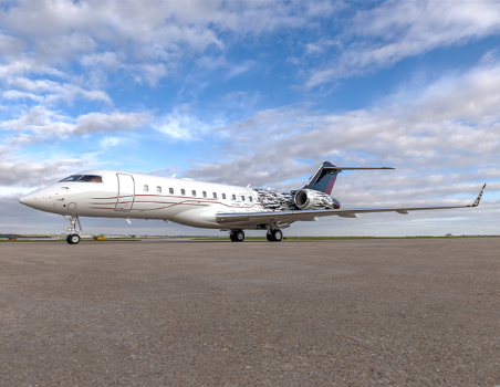 White Global with red striping and black custom paint by Duncan Aviation