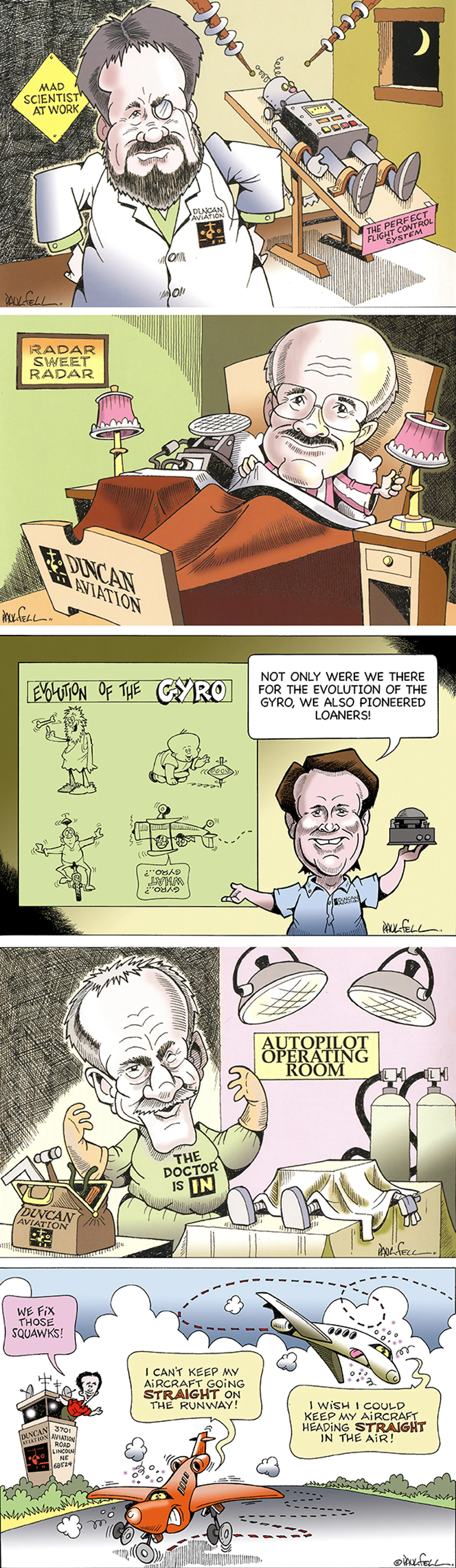 A Caricature Series of postcards sent in 2006 highlighted our avionics experts.