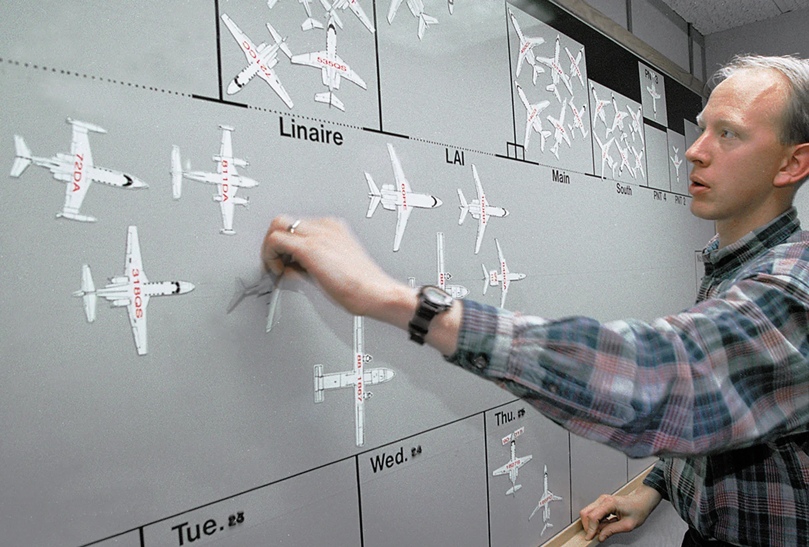 Mark Rolfsmeyer on Lincoln&rsquo;s Scheduling team helped coordinate hangar capacity and resources in 1999.